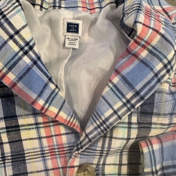 Janie & Jack Boy Plaid Blazer Jacket size 18-24 months Like new! - Picture 3 of 6